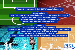 Sport bij RTV Apeldoorn: 31 januari en 1 februari